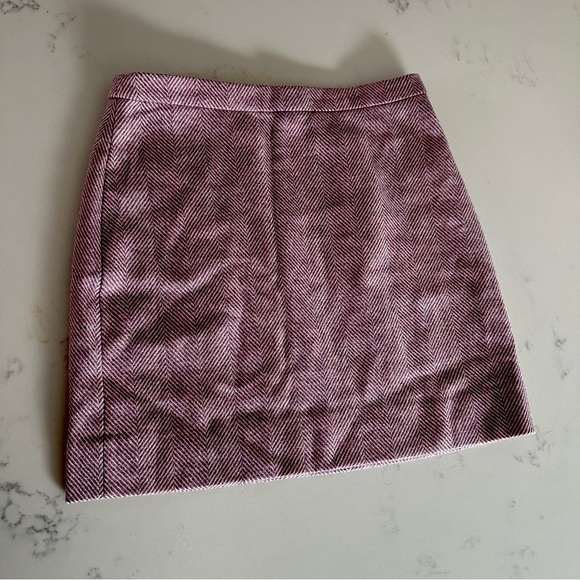 NWT J.Crew Wool Mini Skirt in Herringbone Ivory Mauve Size 10-B25 - Picture 5 of 10